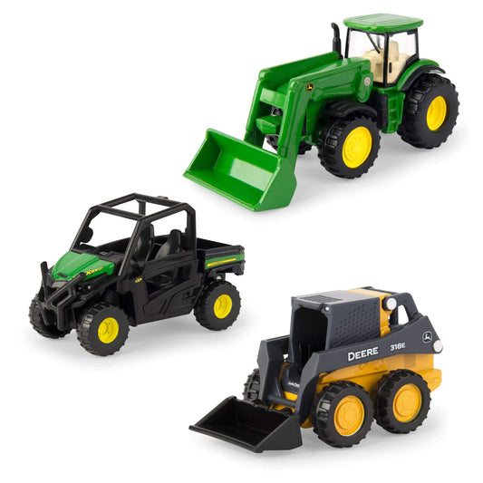 John Deere ERTL Iron Die-Cast Replicas - Includes John Deere Tractor Gator and Skid Steer Farm Toys with Collectible Display Box - John Deere Tractor Toys - 3 Inch Green 3 Count
