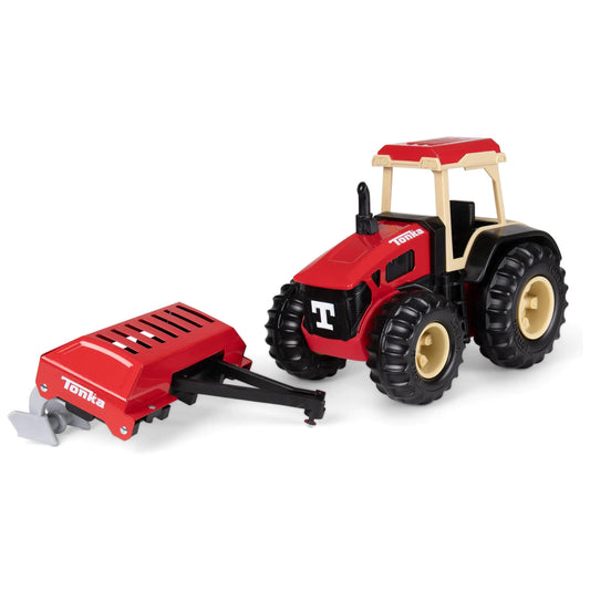 Tonka Steel Classics Farm Tractor & Plow– Made with Steel & Sturdy Plastic Red Toy Truck Boys and Girls Toddlers Ages 3+ Farm Truck Toddlers Birthday Gift Christmas Holiday