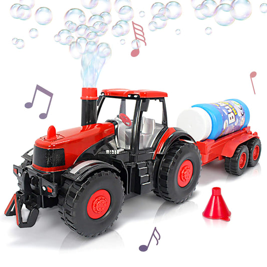 ArtCreativity Bump & Go Bubble Blowing Farm Tractor Toy Truck with Lights & Sounds and Action for Toddlers - Funnel & Bubble Solution Included - Farm Toy Tractor for Boys Girls Ages 1 2 3 4 5 +